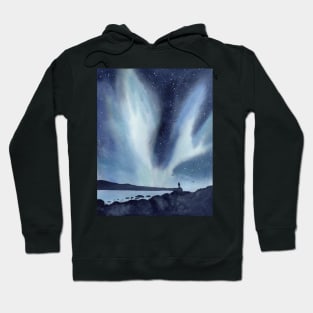 Northern Lights Nature Landscape Painting Hoodie